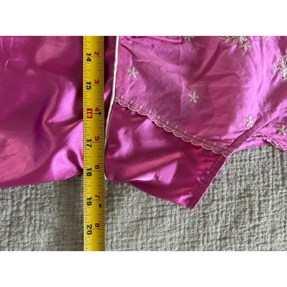 Vtg Tweeds Pink Embroidered Babydoll Cap Sleeve Tunic Tie Waist L Coquette Fairy - Picture 11 of 14